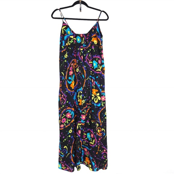 Xhilaration Womens Dress Vtg Y2K 00s Abstract Floral Paint Splatter Slip Maxi S - Picture 2 of 10